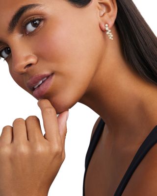 18K Yellow Gold Fizz Diamond Bezel Linear Cluster Drop Earrings