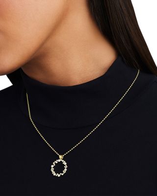 18K Yellow Gold Fizz Diamond Bezel Circle Pendant Necklace, 16-18"