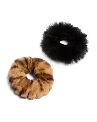 Faux Fur Scrunchies, Set of 2