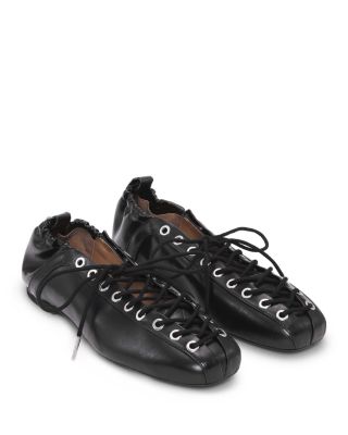 Women's Eyelets Lace Up Ballet Flats