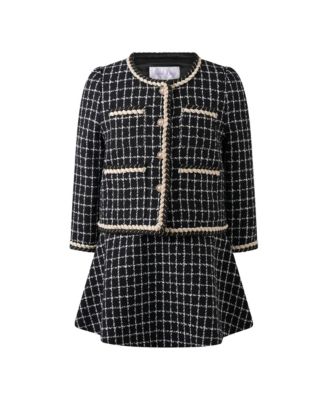 Girls' Check Tweed Jacket & Skirt Set – Little Kid, Big Kid