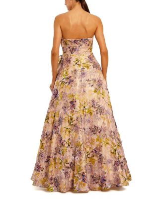  Strapless Floral Jacquard Ballgown