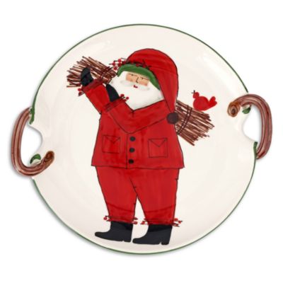 Old St. Nick Handled Round Platter with Sticks