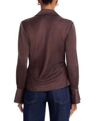 Symone Satin Long Sleeve Cowlneck Top