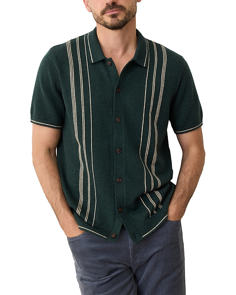 Marine Layer Barry Short Sleeve Button Front Sweater In Green