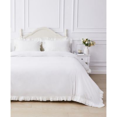 Double Ruffle Percale Duvet Cover Set