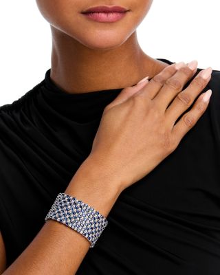 Sapphire & Diamond Multi Row Bracelet in 14K White Gold