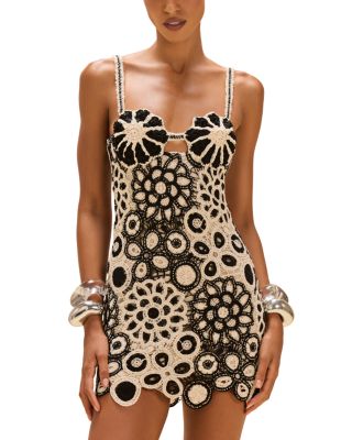 Coral Crochet Mini Dress