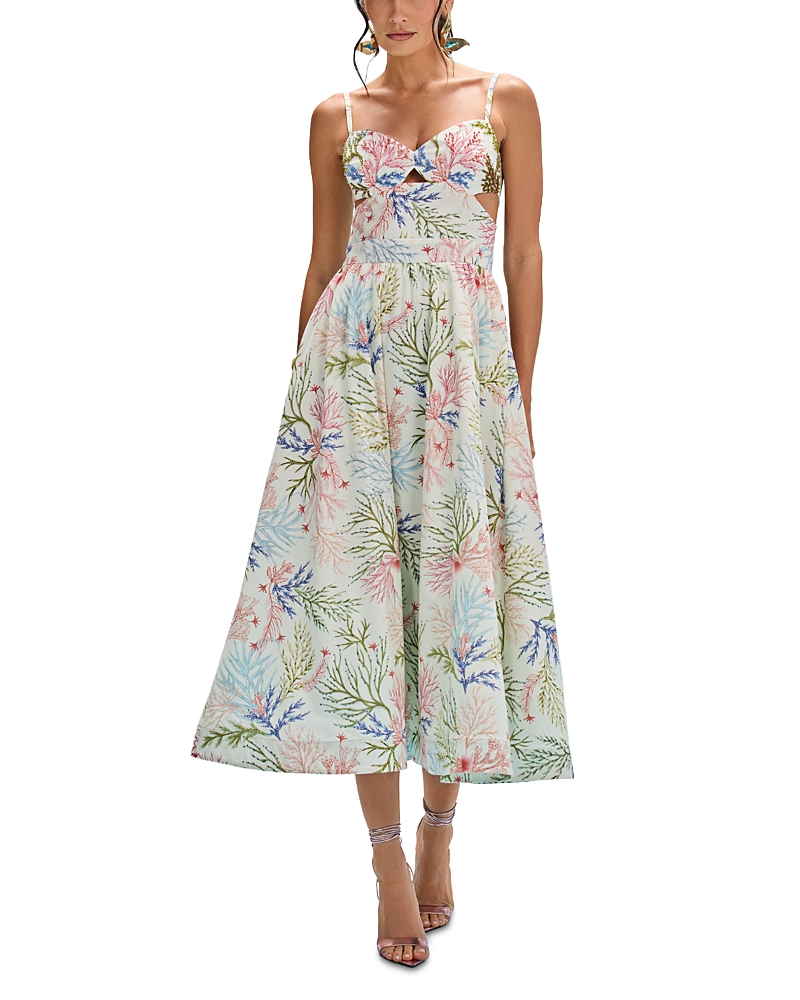Patbo Seaweed Flutter Midi Dress In White
