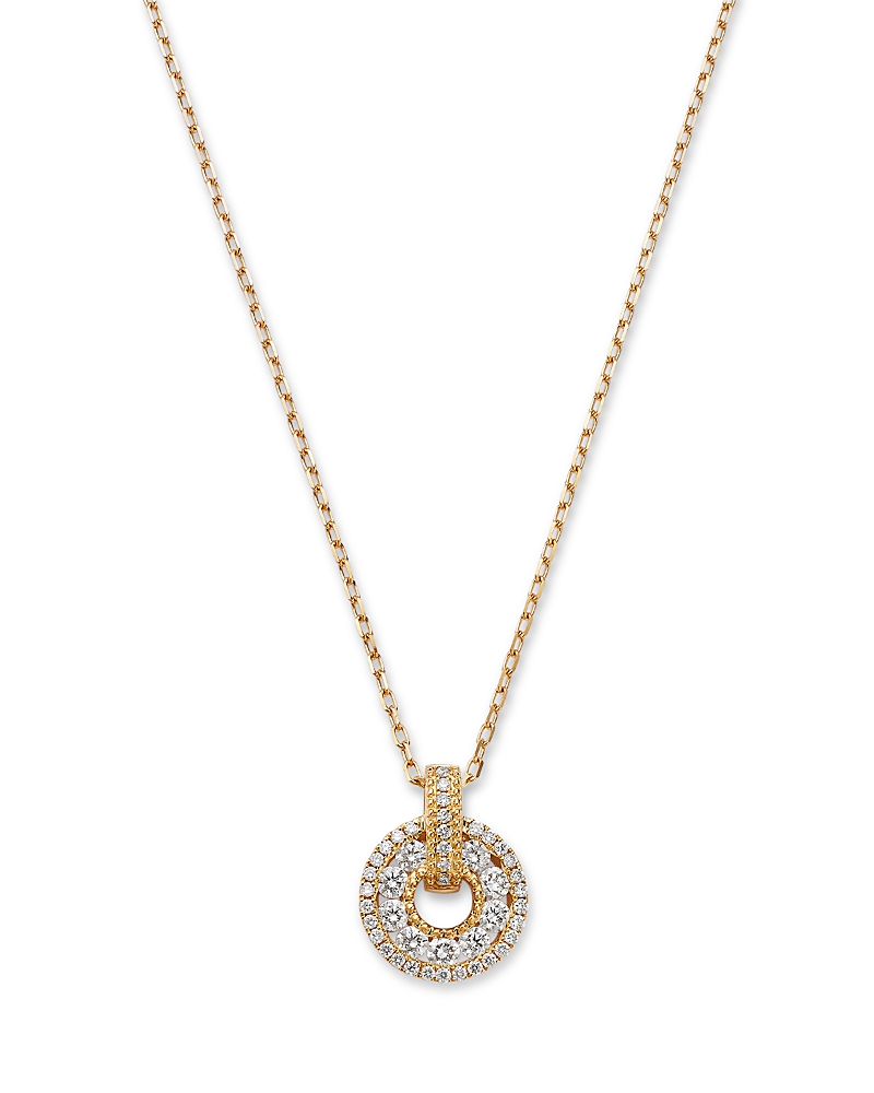 Bloomingdale's Fine Collection Diamond Circle Pendant Necklace In 14k Yellow Gold, 0.44 Tcw