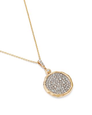 Diamond Disc Pendant Necklace in 14K Yellow Gold, 1.3 tcw