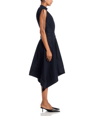 Ruched Handkerchief Hem Dress