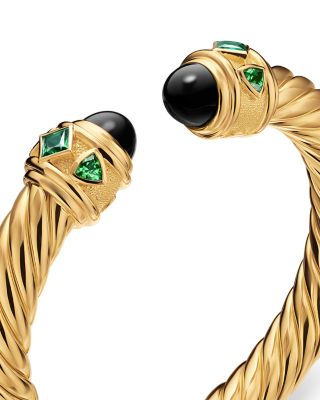 Renaissance&reg; Cablespira&reg; Bracelet in 18K Yellow Gold with Black Onyx and Tsavorite, 9mm