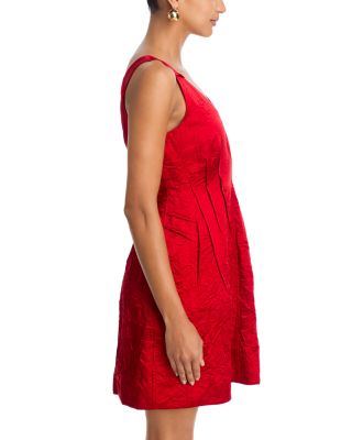 Crushed Satin V Neck Dress