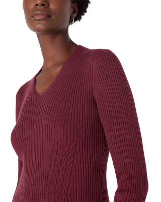 V Neck Cable Ribbed Knit Dress