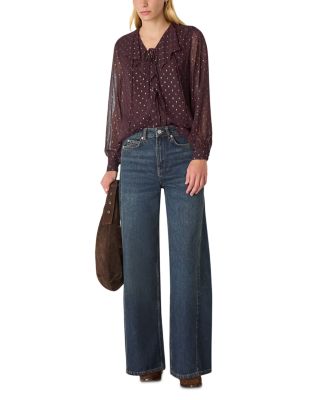 Metallic Dobby Frill Blouse