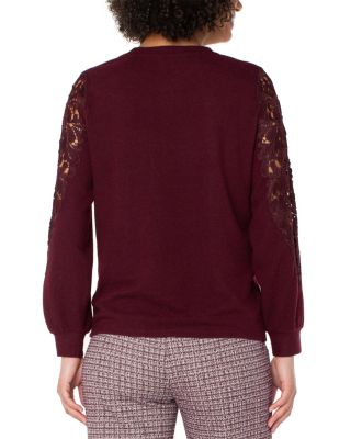 Lace Trim Crewneck Sweater