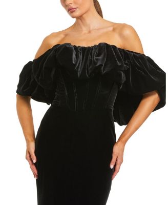 Off The Shoulder Bustier Velvet Mermaid Gown