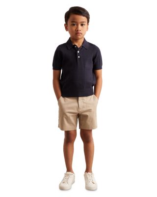 Boys' Short Sleeved Half Press Stud Stitch Detail Polo - Little Kid, Big Kid