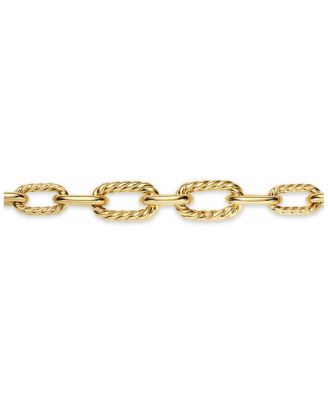 18K Yellow Gold DY Madison&reg; Textured & Polished Link Chain Necklace, 18.25"