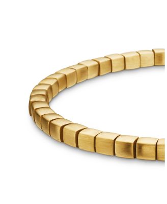 Men's 18K Yellow Gold Spiritual Beads Textured Square Link Bracelet