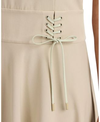 Octavia Short Sleeve Dress with Leather Lacing Detail