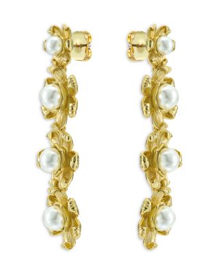 Imitation Pearl Daisy Linear Drop Earrings