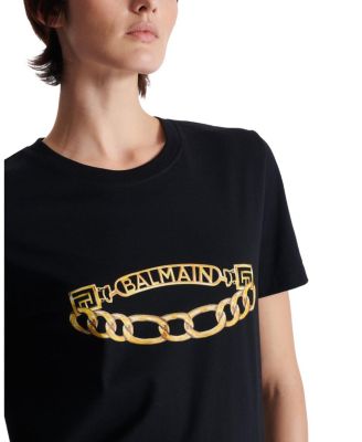  Short-Sleeved Balmain Chain Print T-Shirt