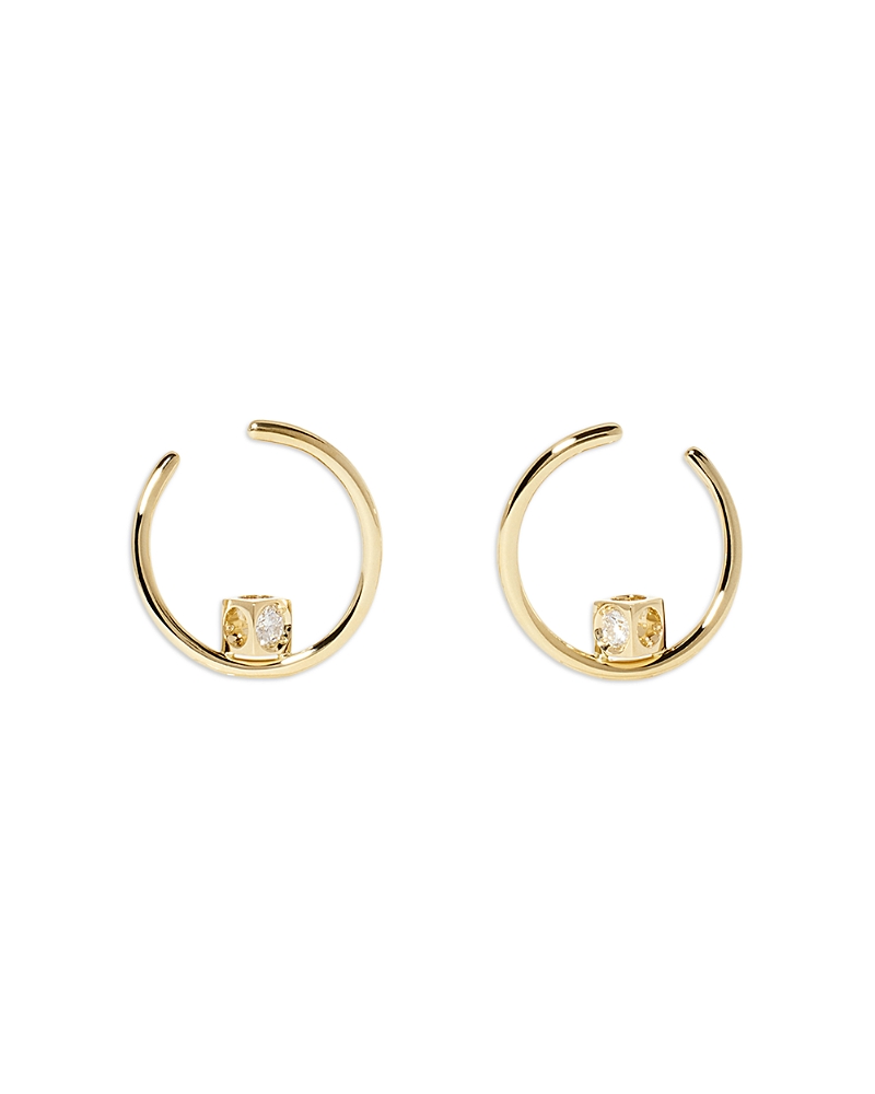 Dinh Van 18k Yellow Gold Le Cube Diamant Spiral Hoop Earrings In Gold