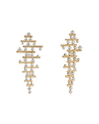 18K Yellow Gold Barre Diamond Chandelier Drop Earrings