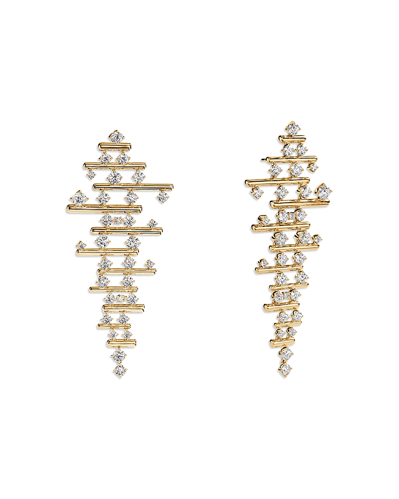 Hearts On Fire 18k Yellow Gold Barre Diamond Chandelier Drop Earrings In Gold