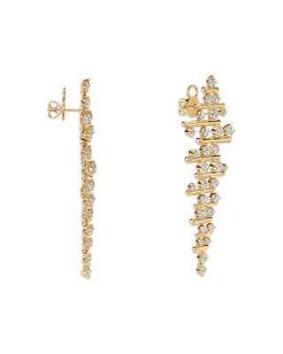 18K Yellow Gold Barre Diamond Chandelier Drop Earrings