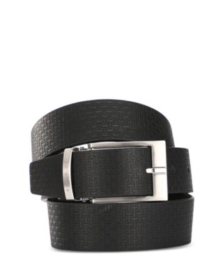 Men's T Embossed Leather Belt