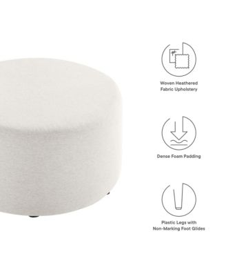 Callum Large 29" Round Woven Heathered Fabric Upholstered Ottoman