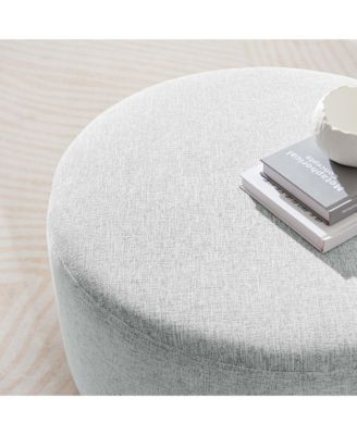Callum Large 29" Round Woven Heathered Fabric Upholstered Ottoman