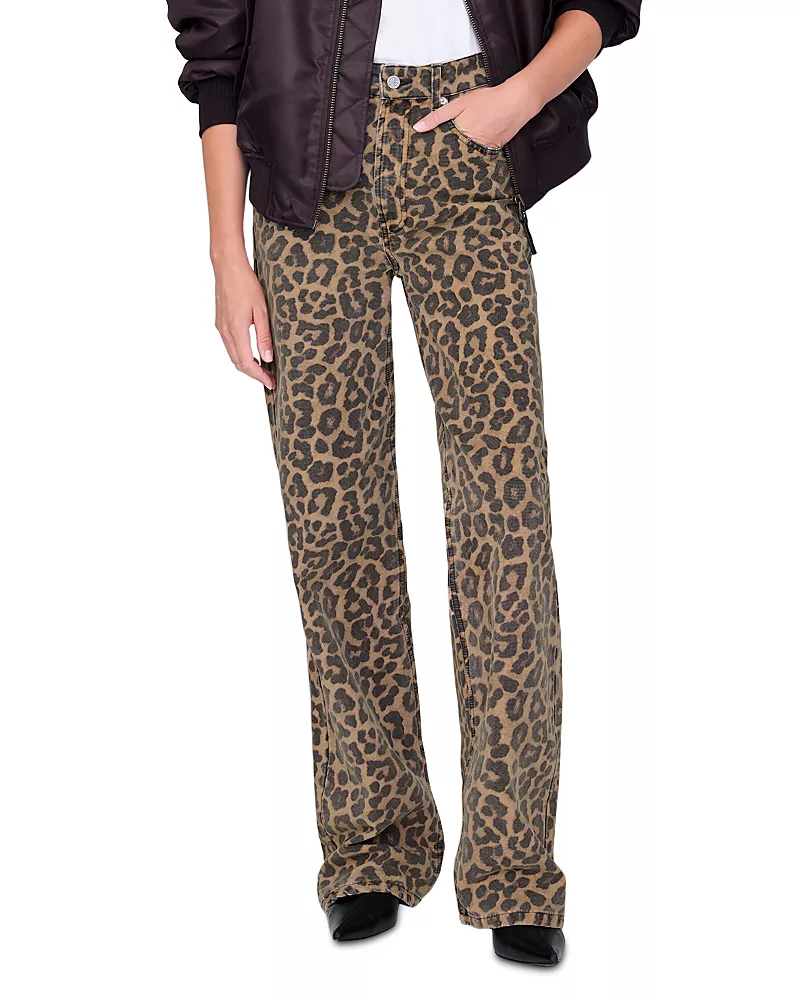 Anine Bing Hugh High Rise Jeans in Leopard