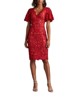 Arnett Embroidered Flutter Sleeve Dress