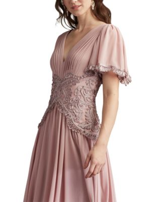 Indira Embroidered Chiffon Midi Dress