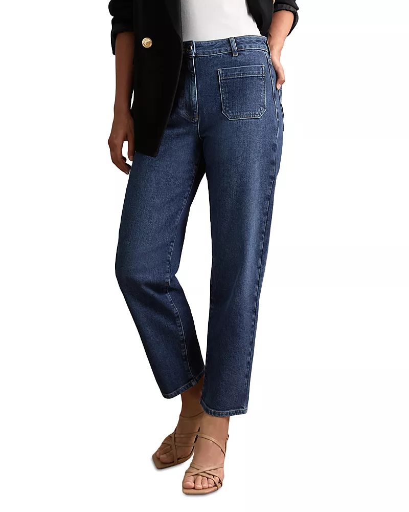 Reiss Petites Marcie Straight Jeans in Mid Blue