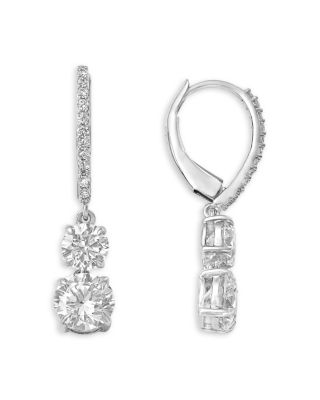 Luxe Collection Certified Lab Grown Diamond Two Stone Drop Earrings in 14K White Gold, 1.95 tcw
