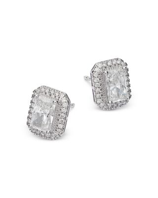 Luxe Collection Certified Lab Grown Diamond Radiant Stud Earrings in 14K White Gold, 1.95 tcw