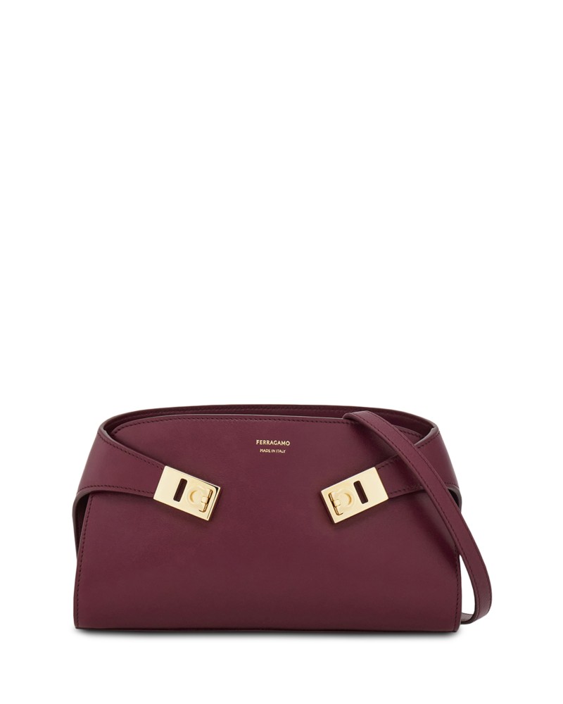Ferragamo Hug Mini Leather Crossbody in Plum