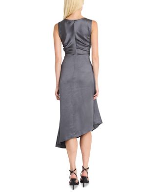 Boat Neck Asymmetric Midi Dress