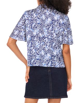 Flutter Sleeve Collar Button Down Blouse