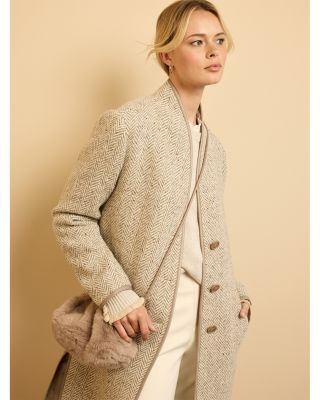 Herringbone Wool Blend Coat