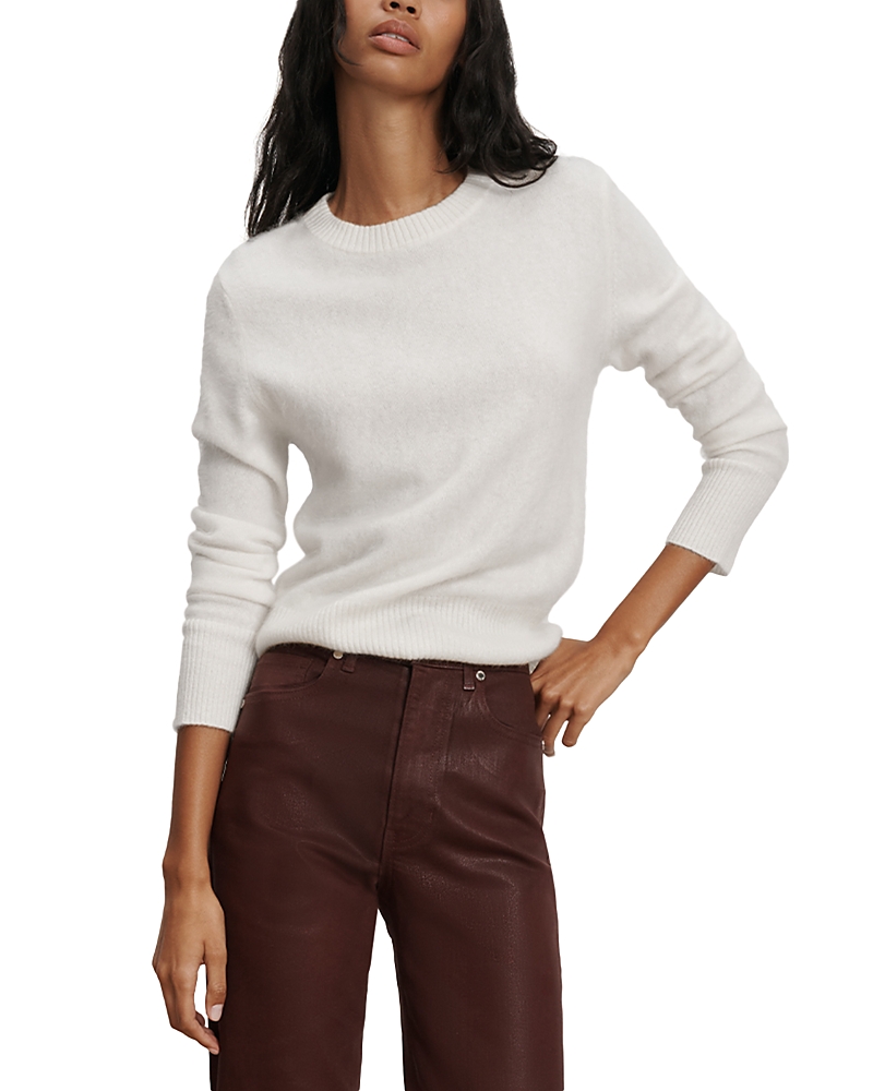 Veronica Beard Pippen Brushed Cashmere Long Sleeve Sweater In White