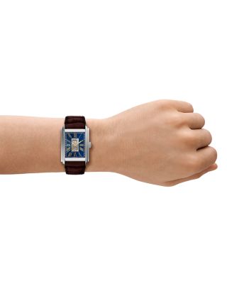 Carraway Automatic Brown Croc-Embossed Leather Watch, 30mm x 42mm