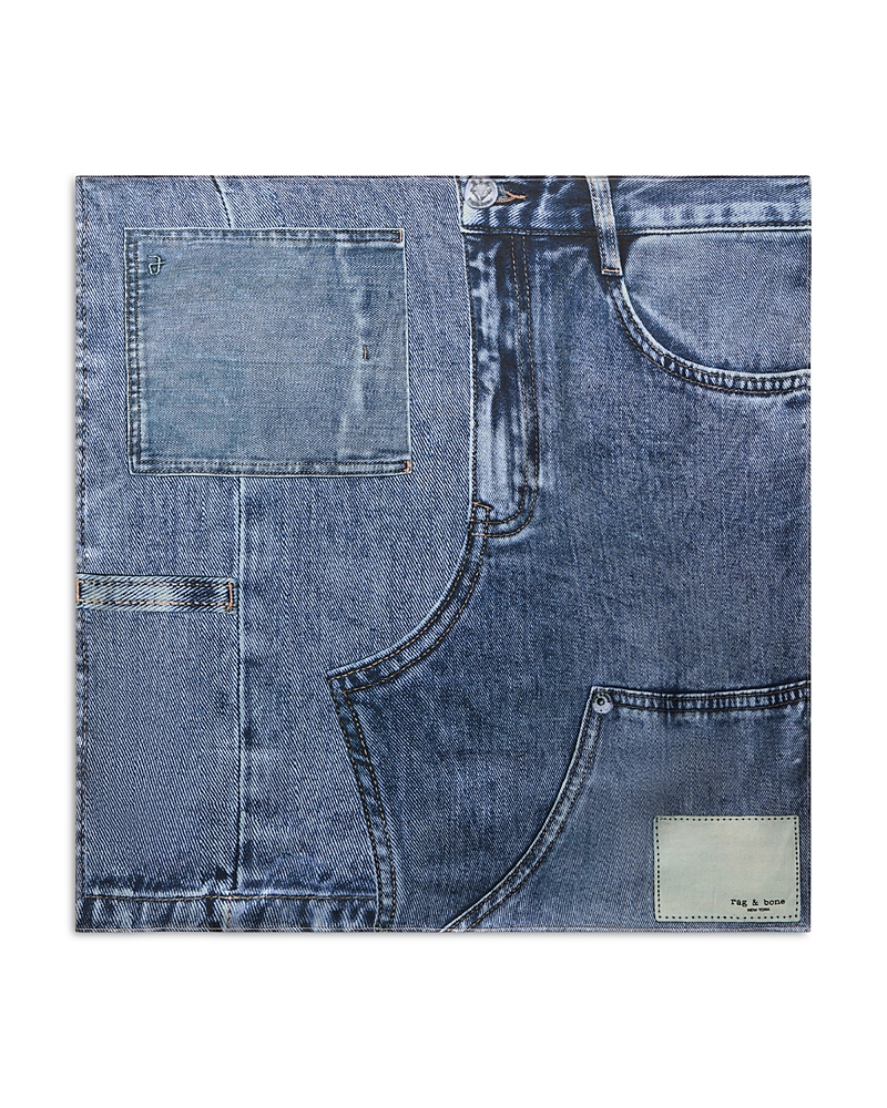 Rag & Bone Miramar Denim Print Silk Scarf In Blue
