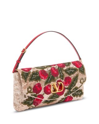 Beaded VLogo Top Handle Shoulder Bag