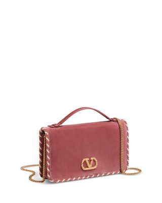 Jewel Vlogo Signature Velvet Top Handle Chain Wallet